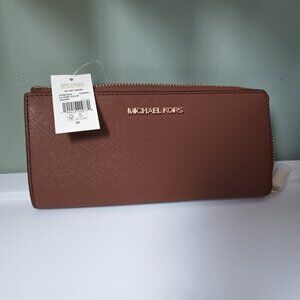 Large Saffiano Leather Quarter-Zip Wallet